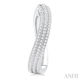 1/2 ctw Curvy Triple Row Round Cut Diamond Fashion Earring in 14K White Gold